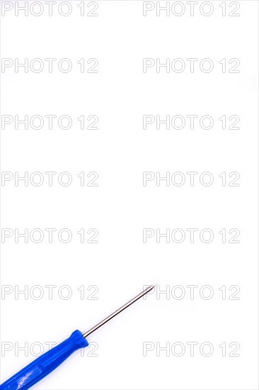 Blue flathead screwdriver on white background