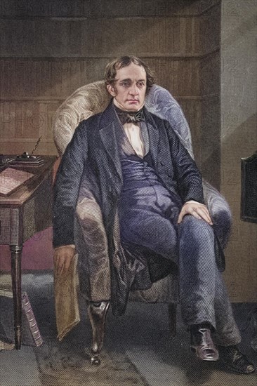William Hickling Prescott (born 4 May 1796 in Salem, Massachusetts, died 29 January 1859 in Boston) was an American historian, after a painting by Alonzo Chappel (1828-1878), Historical, digitally restored reproduction from a 19th century original