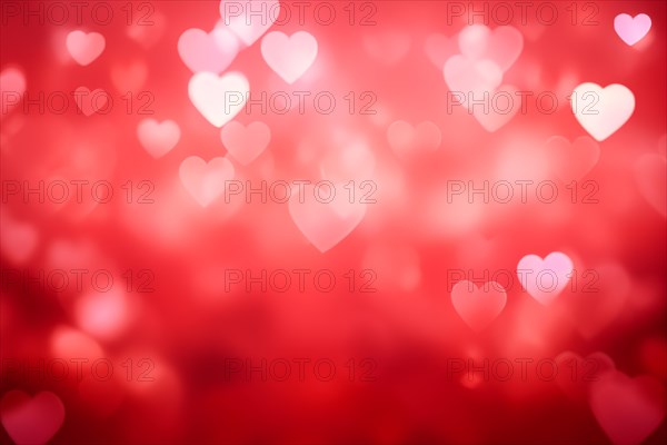 A romantic and dreamy background featuring heart-shaped bokeh lights, perfect for Valentine Day or love-themed designs, AI generated