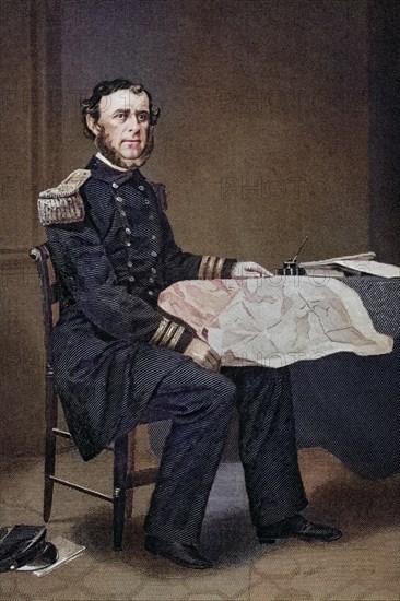 Samuel Francis Du Pont (born 27 September 1803, died 23 June 1865) was an American naval officer, after a painting by Alonzo Chappel (1828-1878), Historical, digitally restored reproduction from a 19th century original