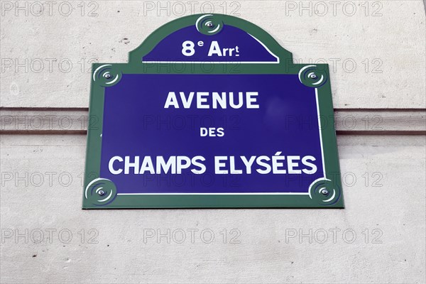Street sign, AVENUE DES CHAMPS ELYSEES, Paris, France, Europe