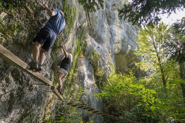 Via ferrata, Nans-sous-Sainte-Anne, Departement Doubs, Bourgogne-Franche-Comte, Jura, France, Europe