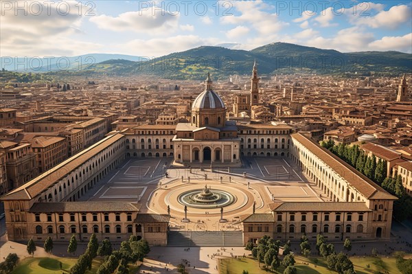 Surrealist view of old Florence city center, Italy, AI Generated, AI generated, Europe