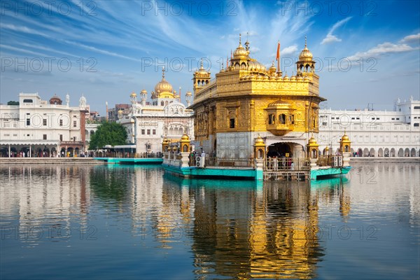 Sikh gurdwara Golden Temple (Harmandir Sahib) . Holy place of Sikihism. Amritsar, Punjab, India, Asia