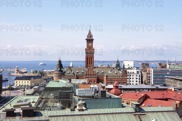 City view Helsingborg, in the centre the town hall, Skane laen, Sweden, Europe