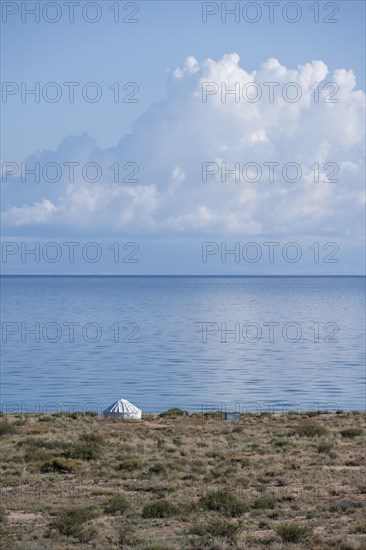 Yurt on Lake Issyk Kul, Kyrgyzstan, Asia