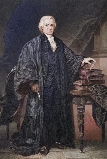 Oliver Ellsworth (born 29 April 1745 in Windsor, Hartford County, Colony of Connecticut, died 26 November 1807) was an American lawyer and politician, after a painting by Alonzo Chappel (1828-1878), Historic, digitally restored reproduction from a 19th century original