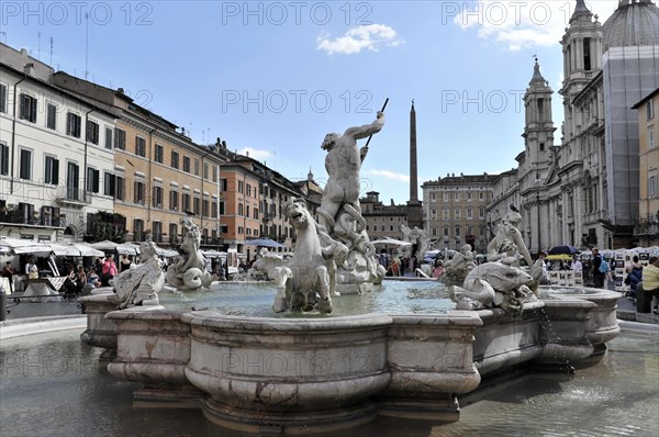 Fountain of the Moors, Fontana del Moro, Piazza Navona, Rome, Lazio, Italy, Europe