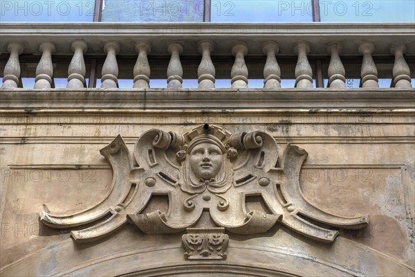 Figural ornamentation in the courtyard of Palazzo Doria Spinola, former 16th century manor house, now a prefecture, Genoa, Italy, Europe