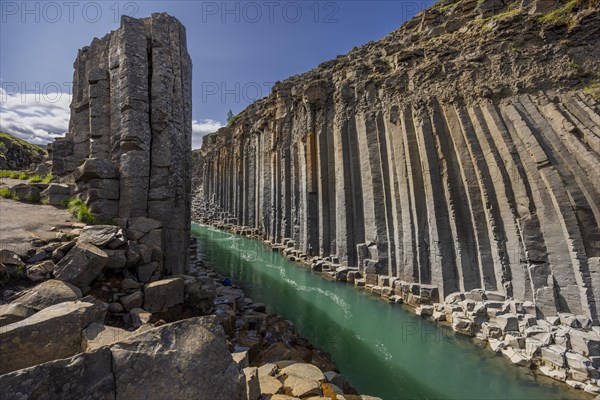 Studlagil Canyon, basalt columns, largest collection of basalt columns in Iceland, Iceland, Europe