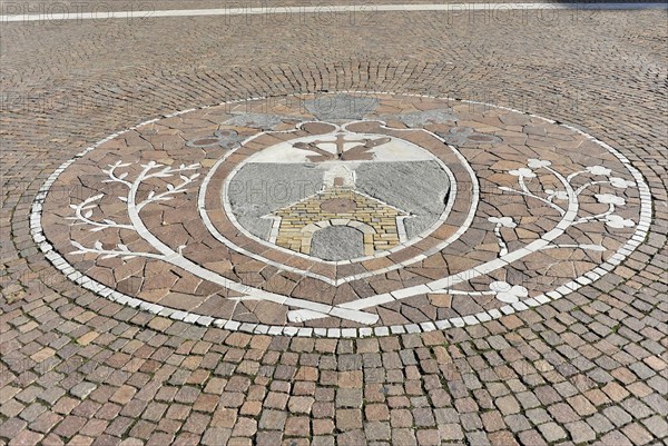 Pavement picture, centre, Assisi, Umbria, Italy, Europe