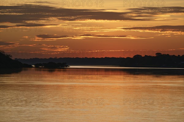 Sunrise on the Madeira River, Amazonas state, Brazil, South America