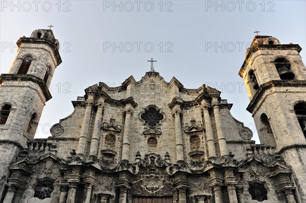 Detail, Catedral de la Habana, Havana Cathedral, start of construction 1748, baroque facade, Plaza de la Catedral, Havana, Cuba, Greater Antilles, Caribbean, Central America, America, Central America