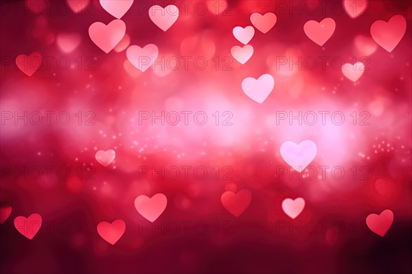 A romantic and dreamy background featuring heart-shaped bokeh lights, perfect for Valentine s Day or love-themed designs, AI generated