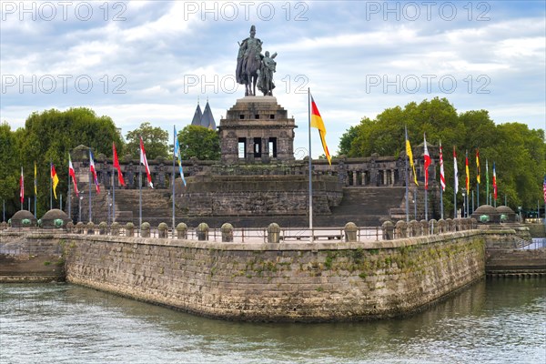 German corner with the equestrian statue of William I, first German emperor, Coblenz, Rhineland Palatinate, Germany, Europe