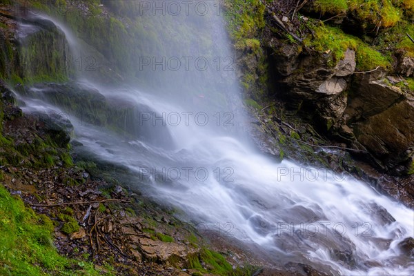 The Giessbach Waterfall on the Mountain Side in Long Exposure in Brienz, Bern Canton, Bernese Oberland, Switzerland, Europe