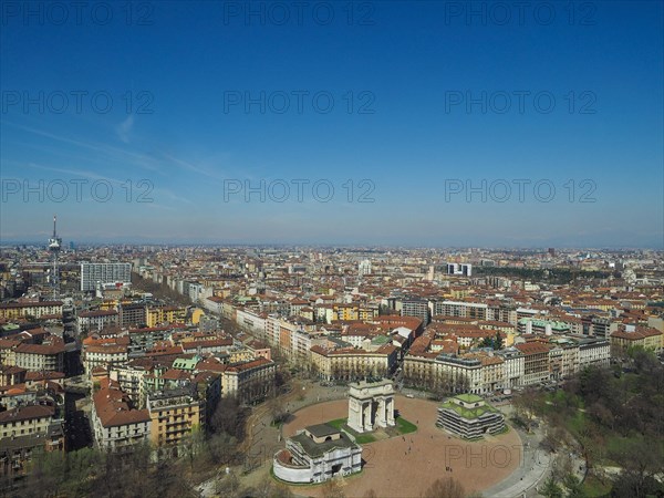 Milan aerial view, Italy, Europe