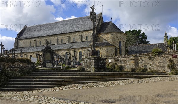Church and cemetery of Daoulas Abbey, Finistere Pen ar Bed department, Brittany Breizh region, France, Europe