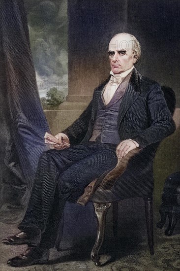 Daniel Webster (born 18 January 1782 in Salisbury, Merrimack County, New Hampshire, died 24 October 1852 in Marshfield, Massachusetts) was an American politician, after a painting by Alonzo Chappel (1828-1878), Historic, digitally restored reproduction from a 19th-century original