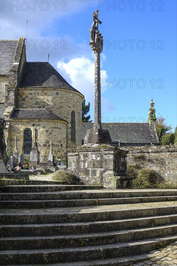 Church and cemetery of Daoulas Abbey, Finistere Pen ar Bed department, Brittany Breizh region, France, Europe