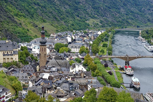 View over Cochem and the Moselle River, Cochem, Rhineland Palatinate, Germany, Europe