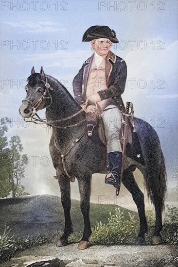 Israel Putnam (born 7 January 1718 in Salem Village (today: Danvers), Province of Massachusetts Bay, died 29 May 1790 in Brooklyn, Connecticut) was an American general in the American War of Independence, after a painting by Alonzo Chappel (1828-1878), Historical, digitally restored reproduction from a 19th century original