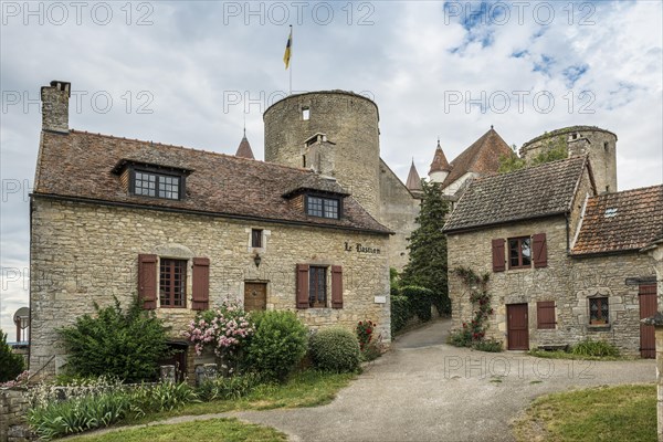 Medieval village and castle, Chateauneuf, Departement Cote-d'Or, Burgundy, Bourgogne-Franche-Comte, France, Europe