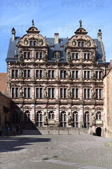 Heidelberg castle, Courtyard with the Friedrich building, Heidelberg, Baden Wurttemberg, Germany, Europe