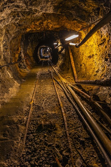 Underground tunnel in the former Ginevro mine, Miniere Calamita, Elba, Tuscan Archipelago, Tuscany, Italy, Europe
