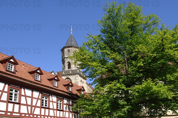 Neunkirchen am Brand Monastery is a former monastery of the Augustinian canons in the diocese of Bamberg, in front the old monastery school, where today the new town hall is located, Neunkirchen am Brand, district of Forchheim, Upper Franconia, Bavaria, Germany, Europe