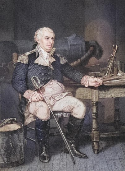 John Barry (born 25 March 1745 in County Wexford, Ireland, died 13 September 1803 in Philadelphia) was an Irish-American naval officer in the Continental Army and later the United States Navy, after a painting by Alonzo Chappel (1828-1878), Historic, digitally restored reproduction from a 19th century original, Europe