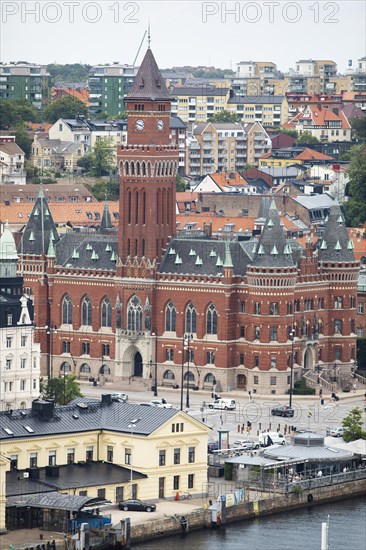 City view Helsingborg, in front the town hall, Skane laen, Sweden, Europe