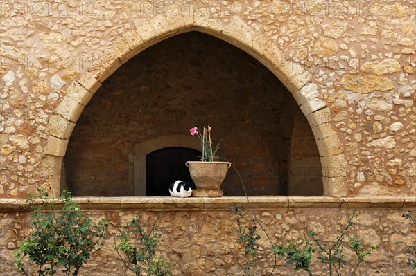 Detail, Monastery Church, Arkadi Monastery, Moni Arkadi, National Monument, Crete, Greece, Europe