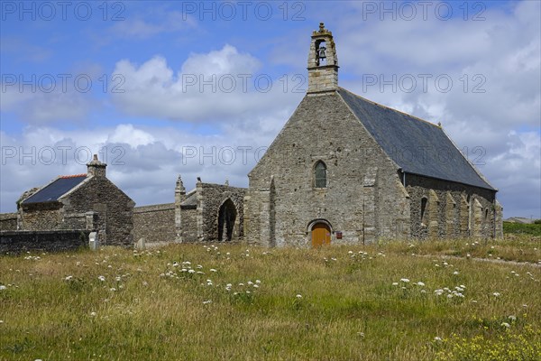 Chapel of Notre Dame de Grace at the ruins of Saint-Mathieu Abbey on the Pointe Saint-Mathieu, Plougonvelin, Finistere department, Brittany region, France, Europe