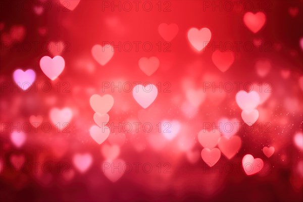 A romantic and dreamy background featuring heart-shaped bokeh lights, perfect for Valentine s Day or love-themed designs, AI generated