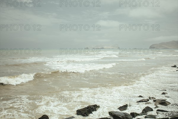 View of the island of San Lorenzo from the beach of La Punta, Callao, Lima