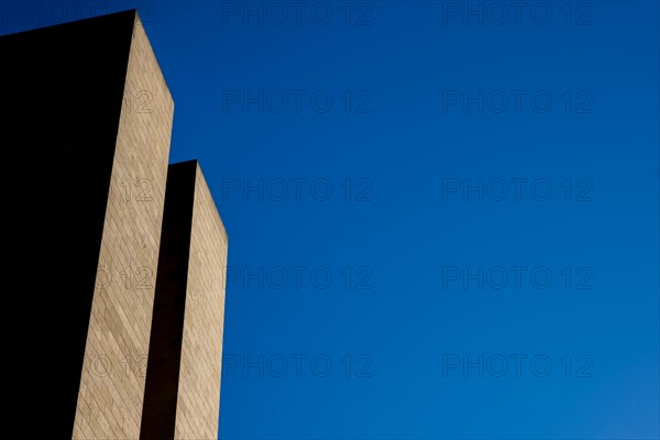 Modern Design Building Against Blue Clear Sky in Campione d'Italia, Lombardy, Italy, Europe