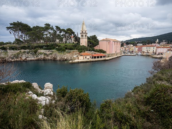 St Anthony's Church and harbour, Veli Losinj, Kvarner Bay, Croatia, Europe