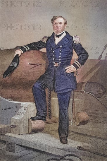 Andrew Hull Foote (born 12 September 1806 in New Haven, Connecticut, died 26 June 1863 in New York City) was a rear admiral in the United States Navy, after a painting by Alonzo Chappel (1828-1878), Historic, digitally restored reproduction from a 19th century original