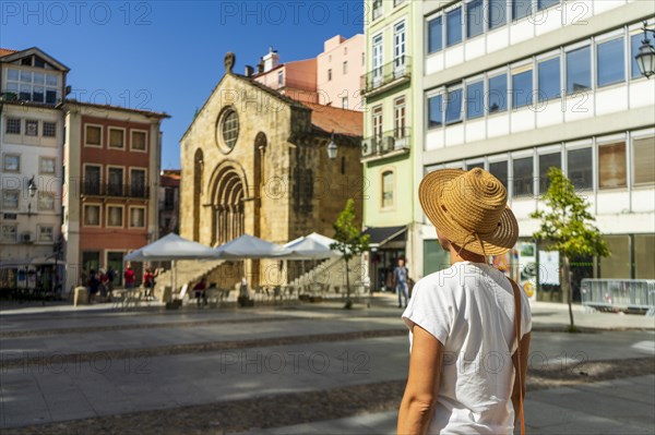 Woman sightseeing beautiful town, Coimbra, Portugal, Europe