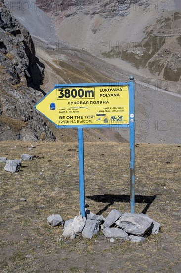 3800m, hiking trail to the base camp of Lenin Peak, Osh Province, Kyrgyzstan, Asia