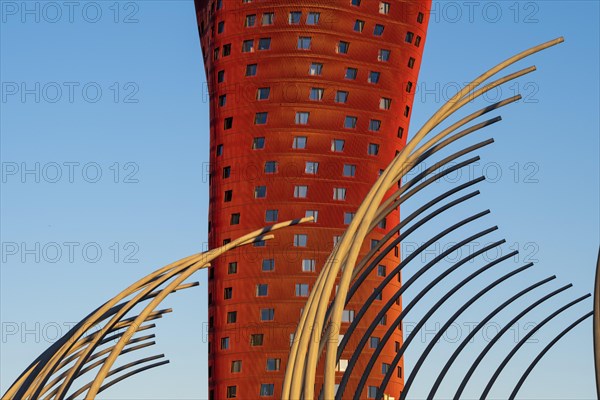Facade of the Porta Fira hotel building designed by the Japanese architect Toyo Ito in the city of Hospitalet de Llobregat in the metropolitan area of Barcelona in Spain