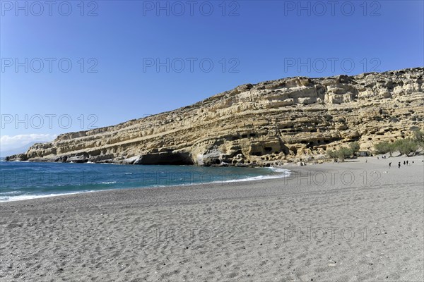 Bay, Matala beach, Matala, Crete, Greece, Europe