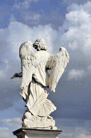 Angel Sculptures at Castel Sant'Angelo and the Aelius Bridge over the Tiber, UNESCO World Heritage Site, Rome, Lazio, Italy, Europe