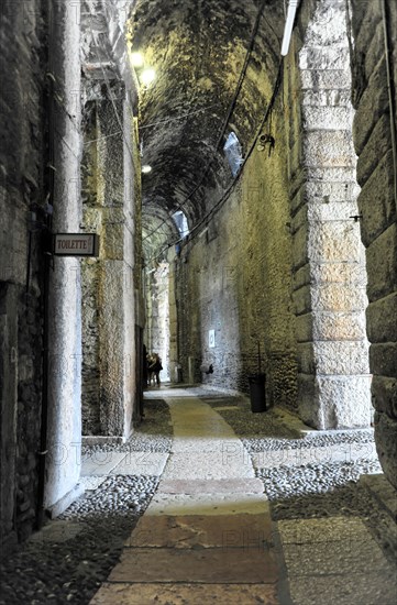 Detail, Corridors, Paths, Roman Arena of Verona, 1st century Veneto, Italy, Verona, Veneto, Italy, Europe