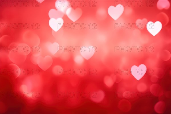 A romantic and dreamy background featuring heart-shaped bokeh lights, perfect for Valentine's Day or love-themed designs, AI generated