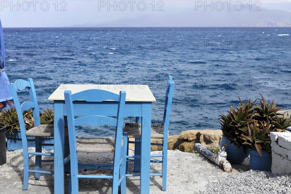 The bay of Matala, island, sea, village, summer, blue sky, beach, bathing beach, island of Crete, Greece, Europe