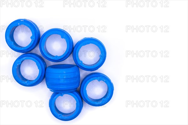 Blue hydraulic and pneumatic O-rings isolated on white background. PEX rings. Sealing gaskets for hydraulic seals. Rubber sealing gaskets for plumbing