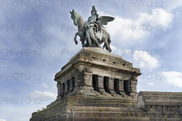 William I Equestrian statue, first German emperor at the German corner, Coblenz, Rhineland Palatinate, Germany, Europe