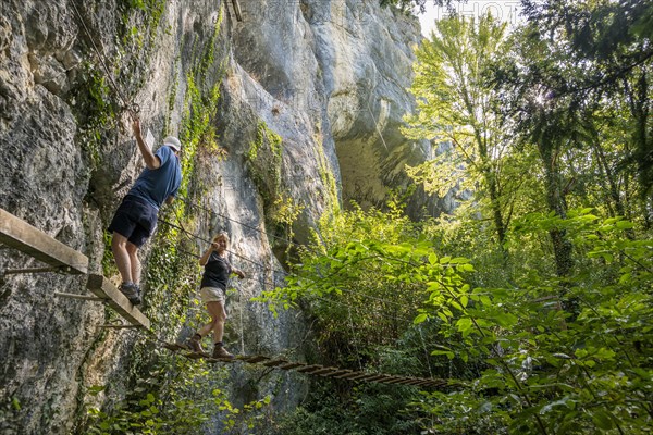 Via ferrata, Nans-sous-Sainte-Anne, Departement Doubs, Bourgogne-Franche-Comte, Jura, France, Europe